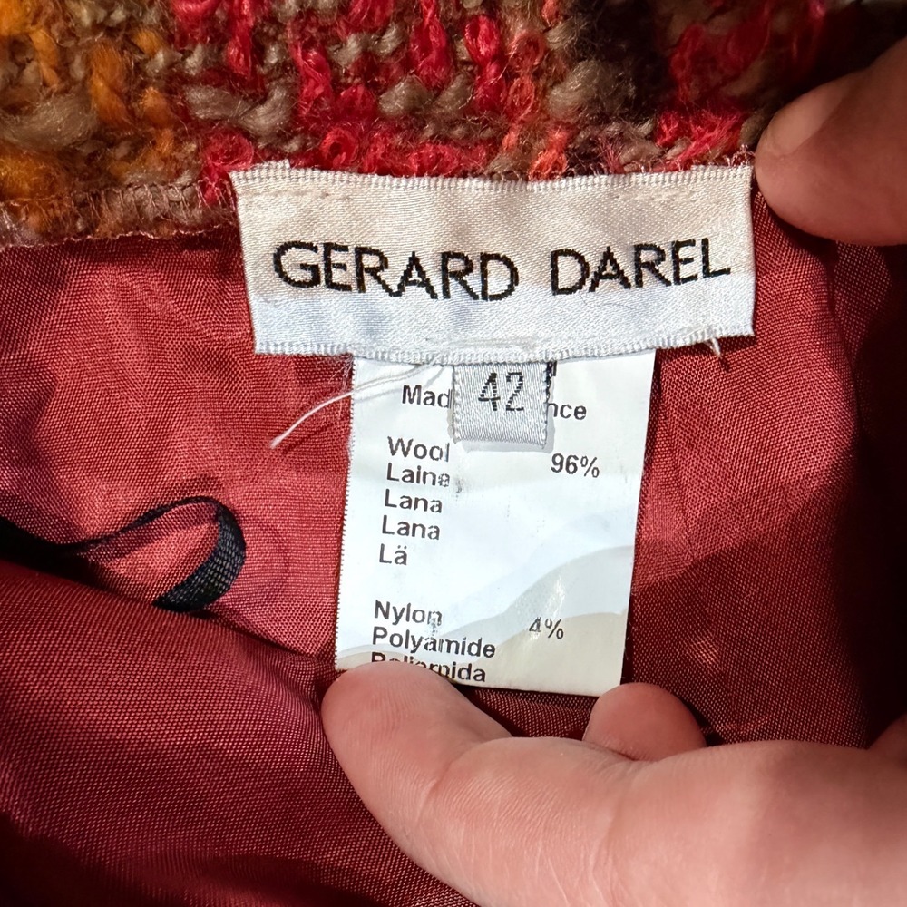 Vintage‎ GERARD DAREL Wool Tweed Slub Yarn Pink Plaid Mini Skirt Women Size 42 - Picture 3 of 10